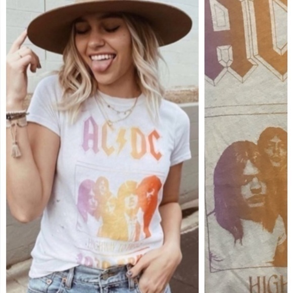 Chaser Tops - Chaser ACDC 1979 Highway To Hell Tour Graphic Band Tee